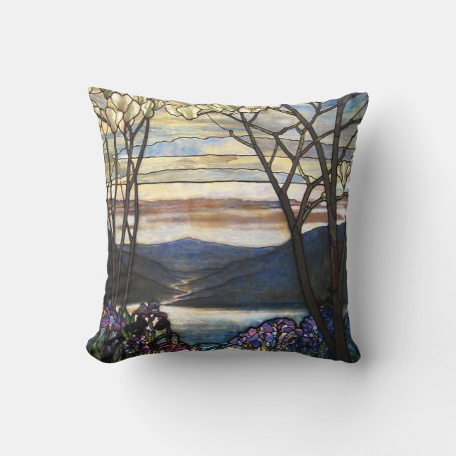 Cojín Decorativo Louis Comfort Tiffany - Vidrio Manchado 4 Magnolia (Anverso)