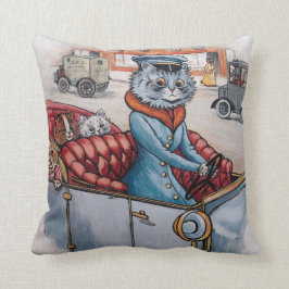 Cojín Decorativo Louis Wain - chófer del gato con los gatitos