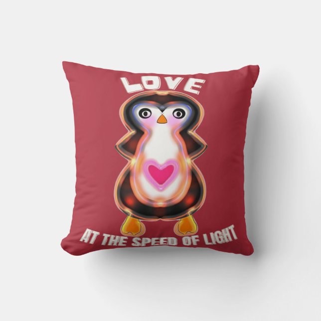 Cojín Decorativo Love at the Speed of Light Penguin Gift (Anverso)