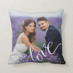 Cojín Decorativo LOVE Boda Foto Monograma Keepsake<br><div class="desc">Fácil carga de tu foto en un diseño de sangre completa y con el título de la palabra AMAR en un tipo de letra de escritura moderno y manuscrita. Puede cambiar el color o la ubicación del texto blanco para coordinar mejor con la foto si es necesario. (PUNTO DE FOTO:...</div>