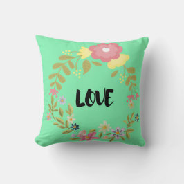Cojín Decorativo "LOVE" Colorful Watercolor Floral Wreath Throw