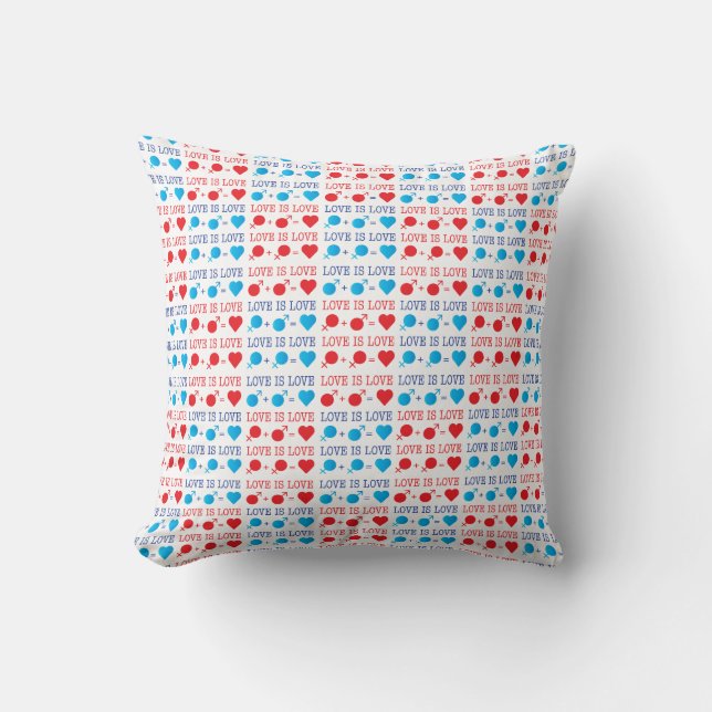 Cojín Decorativo LOVE es la frase LOVE en rojo y azul (Anverso)