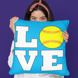 Cojín Decorativo LOVE Fastpitch Personalizado Softball