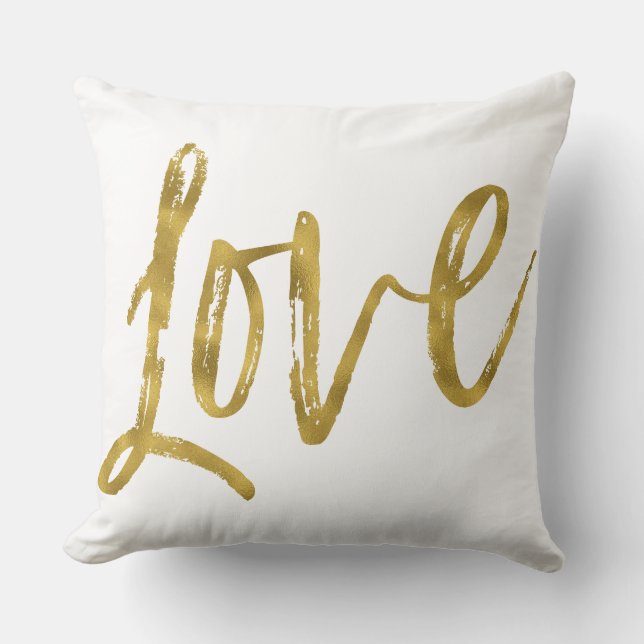 Cojín Decorativo Love Faux Relieve metalizado dorado Pillow (Anverso)