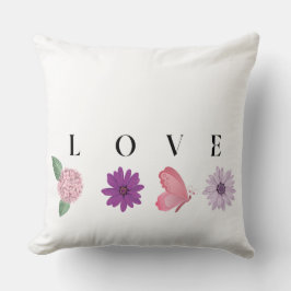 Cojín Decorativo LOVE Floral Butterfly, Romantic Cottage Core Decor
