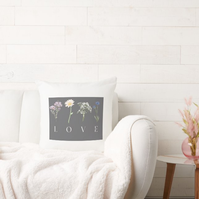 Cojín Decorativo LOVE Floral  – Romantic Botanical Print (Sofá)