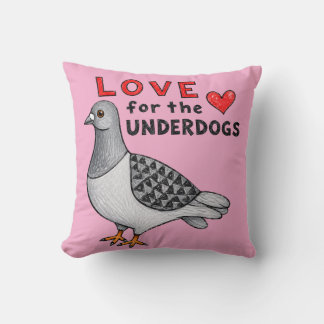 Cojín Decorativo Love for the Underdogs – Rosa Kissen mit Taube