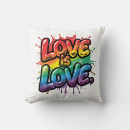Cojín Decorativo Love Is Love - Rainbow Pride Quote Art
