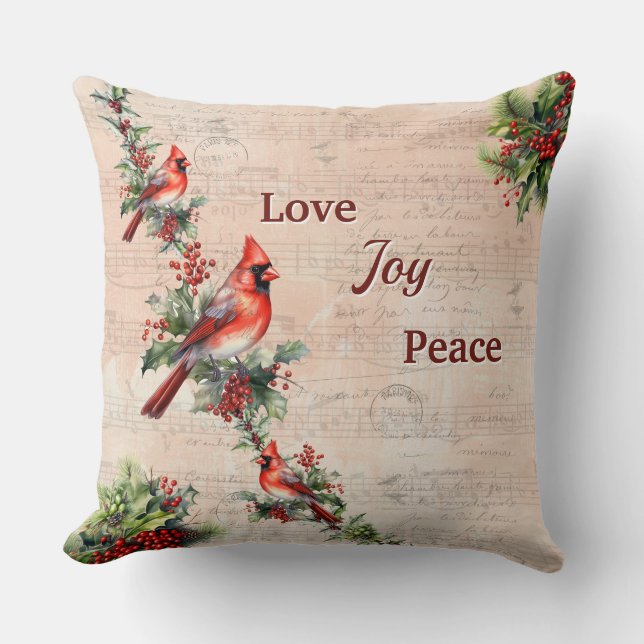 Cojín Decorativo Love, Joy, Peace Christmas Paris Postmark Pillow  (Anverso)