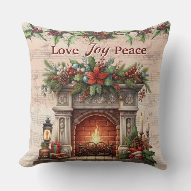 Cojín Decorativo Love, Joy, Peace Throw Pillow (Anverso)