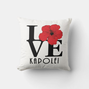 Cojín Decorativo LOVE Kapolei Haaii Red Hibiscus