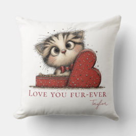 Cojín Decorativo Love You Fur-Ever Cute Cat Throw Pillow
