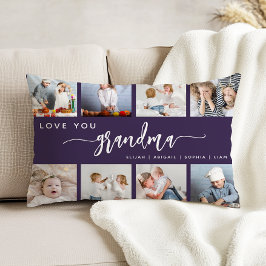 Cojín Decorativo Love You Grandma 8 Photo Collage Purple
