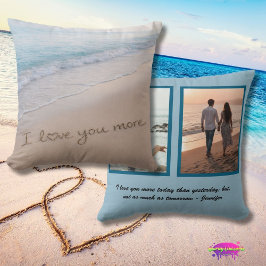 Cojín Decorativo Love You More Coastal Beach Photo Collage
