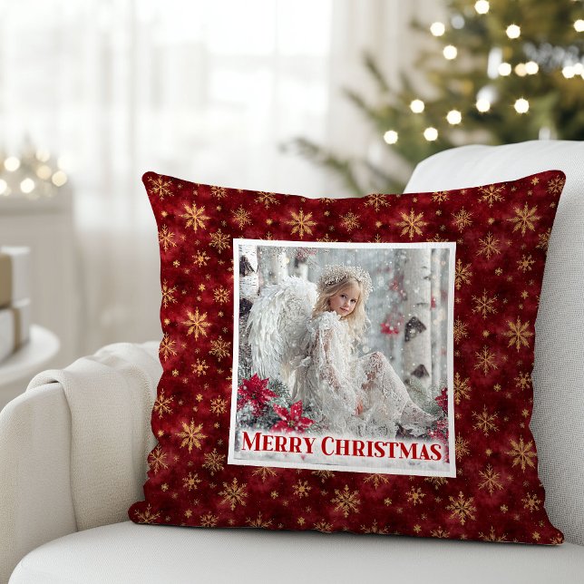 Cojín Decorativo Lovely Angel Red Gold Personalized Best Christmas  (Lovely Angel Red Gold Personalized Best Christmas Pillow

)