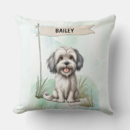 Cojín Decorativo Lowchen Watercolor Personalized Dog