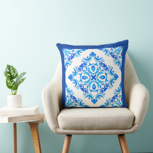 Cojín Decorativo Loza de Delft azul y blanca con forma de diamante