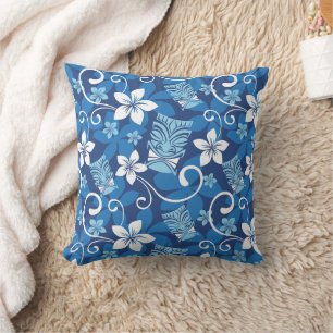 COJÍN DECORATIVO LUAU TIKI PATTERN (AZUL BRILLANTE