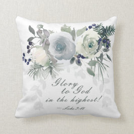 Cojín Decorativo Lucas 2:14 "Gloria a Dios" Navidades de rosa blanc