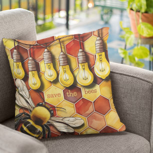 Cojín Decorativo Luces de abeja y de cadena de jardín de Honeycomb