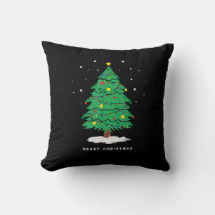 Cojín Decorativo Luces de árbol de Navidad alegre Santa retro