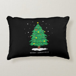 Cojín Decorativo Luces de árbol de Navidad Retro Santa Feliz Navida