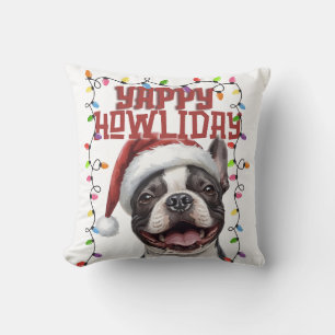 Cojín Decorativo Luces de Navidad de adorable Bulldog Francés 