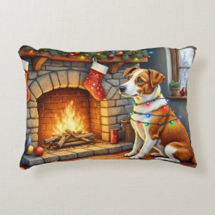 Cojín Decorativo Luces de Navidad de Terrier de la Bahía de Chesape