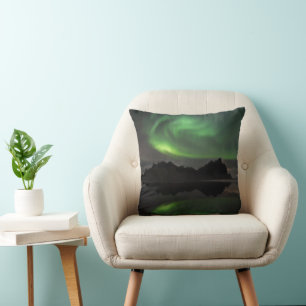 Cojín Decorativo Luces del Norte Playa Vestrahorn Hofn, Islandia