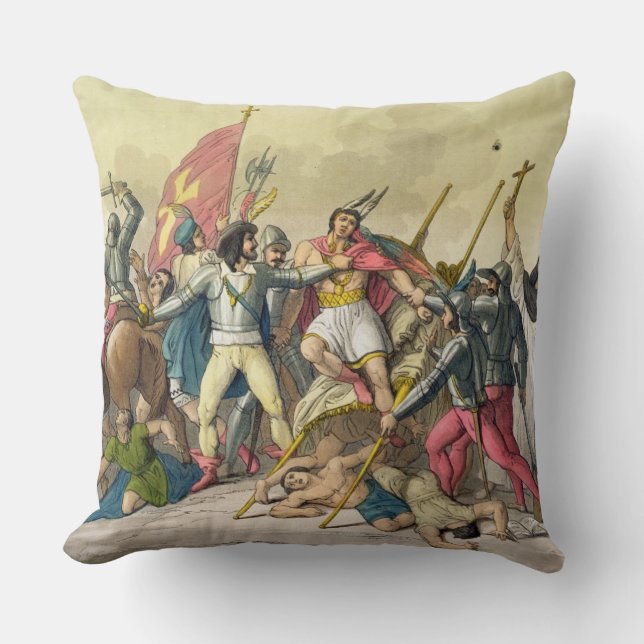 Cojín Decorativo Lucha entre los indios y los Conquistadors locales (Anverso)
