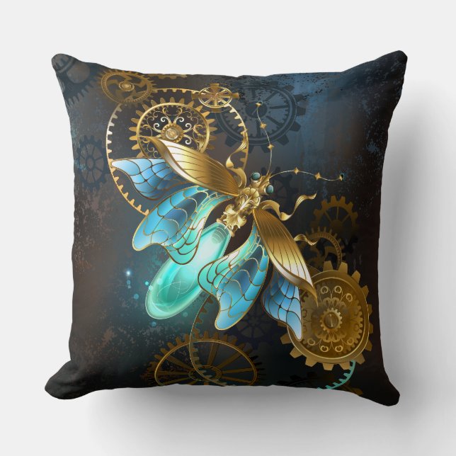 Cojín Decorativo Luciérnaga de Steampunk (Anverso)