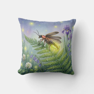 Cojín Decorativo Luciérnaga linda y flores Insectos pequeños 