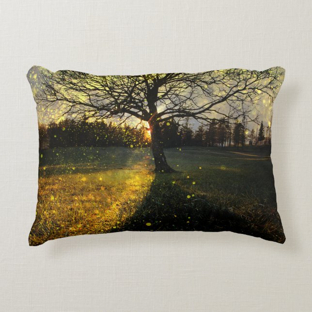 Cojín Decorativo Luciérnagas mágicas paisaje de ensueño (Anverso)