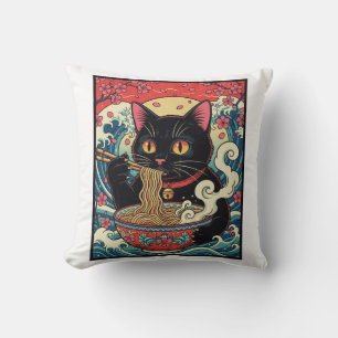 Cojín Decorativo Lucky Cat Ramen Noodle Art