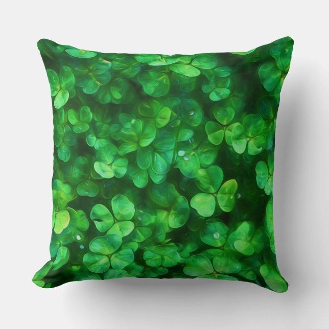 Cojín Decorativo Lucky Celtic Irish Green Shamrock (Anverso)