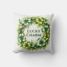 Cojín Decorativo Lucky Charm Shamrock Wreath Throw Pillow