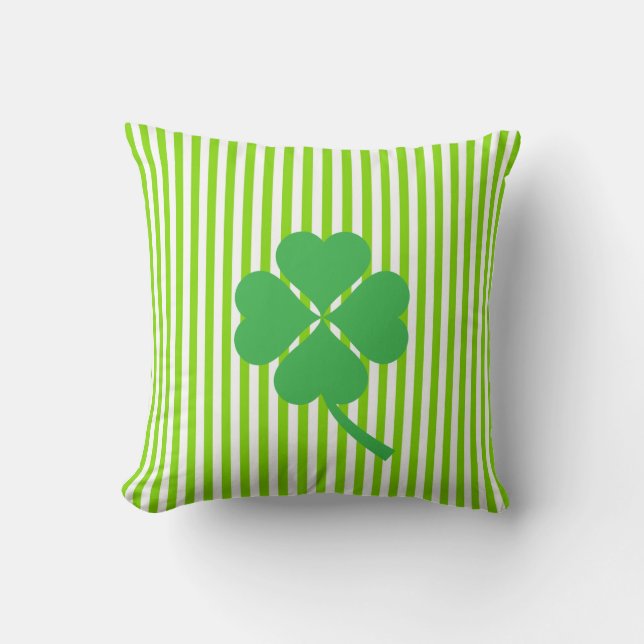 Cojín Decorativo Lucky Four Leaf Shamrock Design-87906 (Anverso)