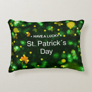 Cojín Decorativo Lucky Green Irish Shamrock Purpurina Pattern
