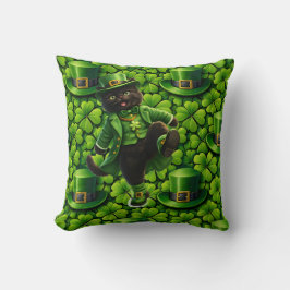 Cojín Decorativo Lucky leprechaun black cat Saint Patrick's Day lum