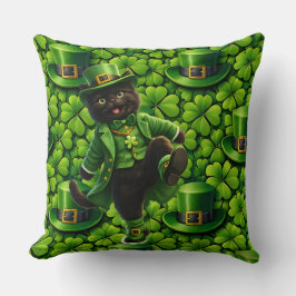 Cojín Decorativo Lucky leprechaun black cat Saint Patrick's Day Pat
