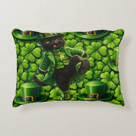 Cojín Decorativo Lucky leprechaun black cat Saint Patrick's Day Pat
