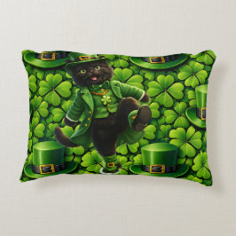 Cojín Decorativo Lucky leprechaun black cat Saint Patrick's Day Pat