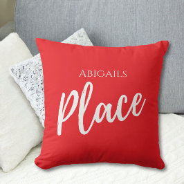 Cojín Decorativo Lugar de nombre personalizado rojo