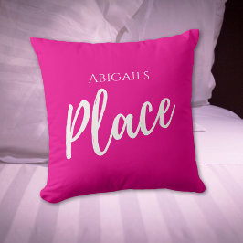 Cojín Decorativo Lugar de nombre personalizado rosado