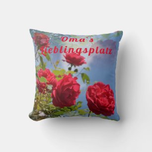 Cojín Decorativo lugar favorito con rosas rojas