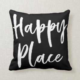 Cojín Decorativo Lugar feliz blanco y negro