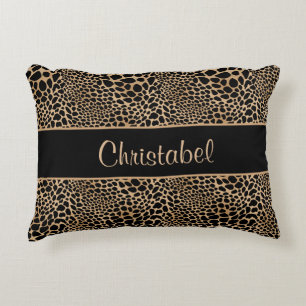 Cojín Decorativo Lugares de estampado de guepardo Negro y Marrón No
