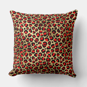 Cojín Decorativo Lugares de leopardo de papel de aluminio rojo esca