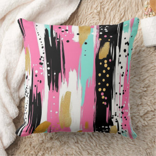 Cojín Decorativo Lujo Abstracto Rosa Mint Dorado