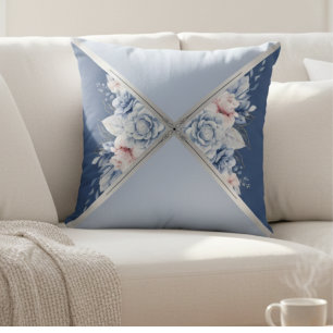 Cojín Decorativo Lujo Acogedor Acento para el Hogar Botánico Azul P